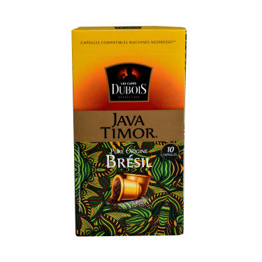10 Capsules Aluminium Compatibles Nespresso Pure Origine Brésil Java Timo Dubois Café