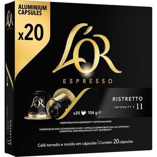 20 capsules Compatibles Nespresso Ristretto intensité 11 L'OR ESPRESSO