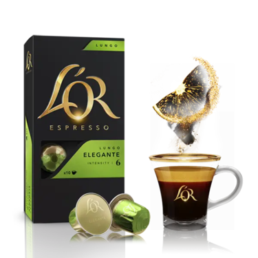10 Capsules Espresso  Lungo Elegante L'OR Compatibles Machines Nespresso (Intensité 6)